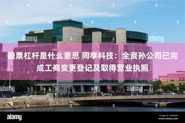 股票杠杆是什么意思 同享科技：全资孙公司已完成工商变更登记及取得营业执照